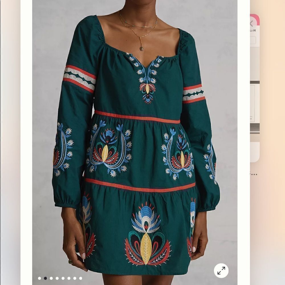 Anthropologie Let Me Be Embroidered Tunic Dress NWT